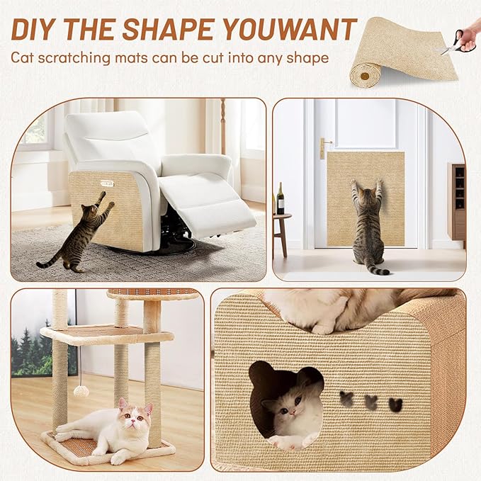 Couch Protector from Cat Claws 78.7" x 15.8" Trimmable DIY Self-Adhesive Cat Scratch Mat for Furniture Couch or Wall Protector, Covering Cat Scratching Post Indoor