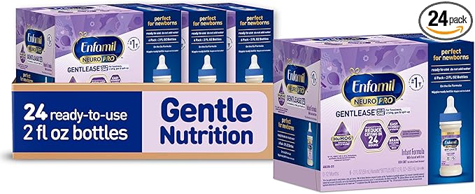 Enfamil NeuroPro Gentlease Ready-to-Feed with Smaller Proteins for Easy Digestion,Brain Supporting DHA, HuMO6* Blend, Baby Formula for easing Fussiness, Gas, Spit-up in 24hrs, 2 Fl Oz (6 ct), 4 Pack