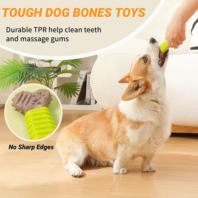 Puppy Chew Toys 6 Pack, Indestructible Dog Toy for Small Dogs, Dog Bones for Aggressive Chewers Puppy Teething Toys to Keep Them Busy, 30lbs and Under