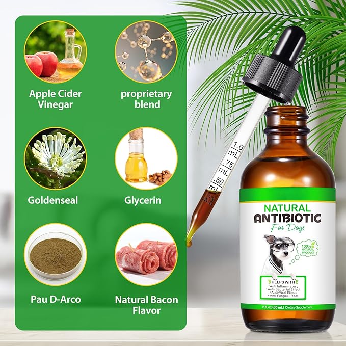 NenMaoKeNu Antibiotics for Dogs, Natural Antibiotics for Dogs, Dog Multivitamin for Pets, Dog Supplies Antibiotics, Dog Allergy and Itch Relief - 60ML