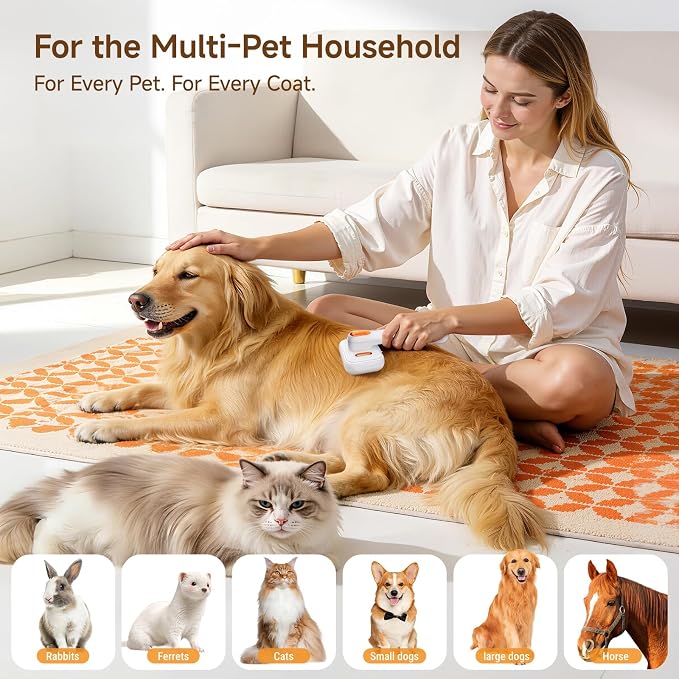 3-in-1 Pet Grooming Brush with Cool Mist & Self-Cleaning Deshedding Tool for Dogs Cats, Extra Wide Comb, Visible Water Window, Gentle for All Coats & Sensitive Skin - Ideal for Spring Shedding