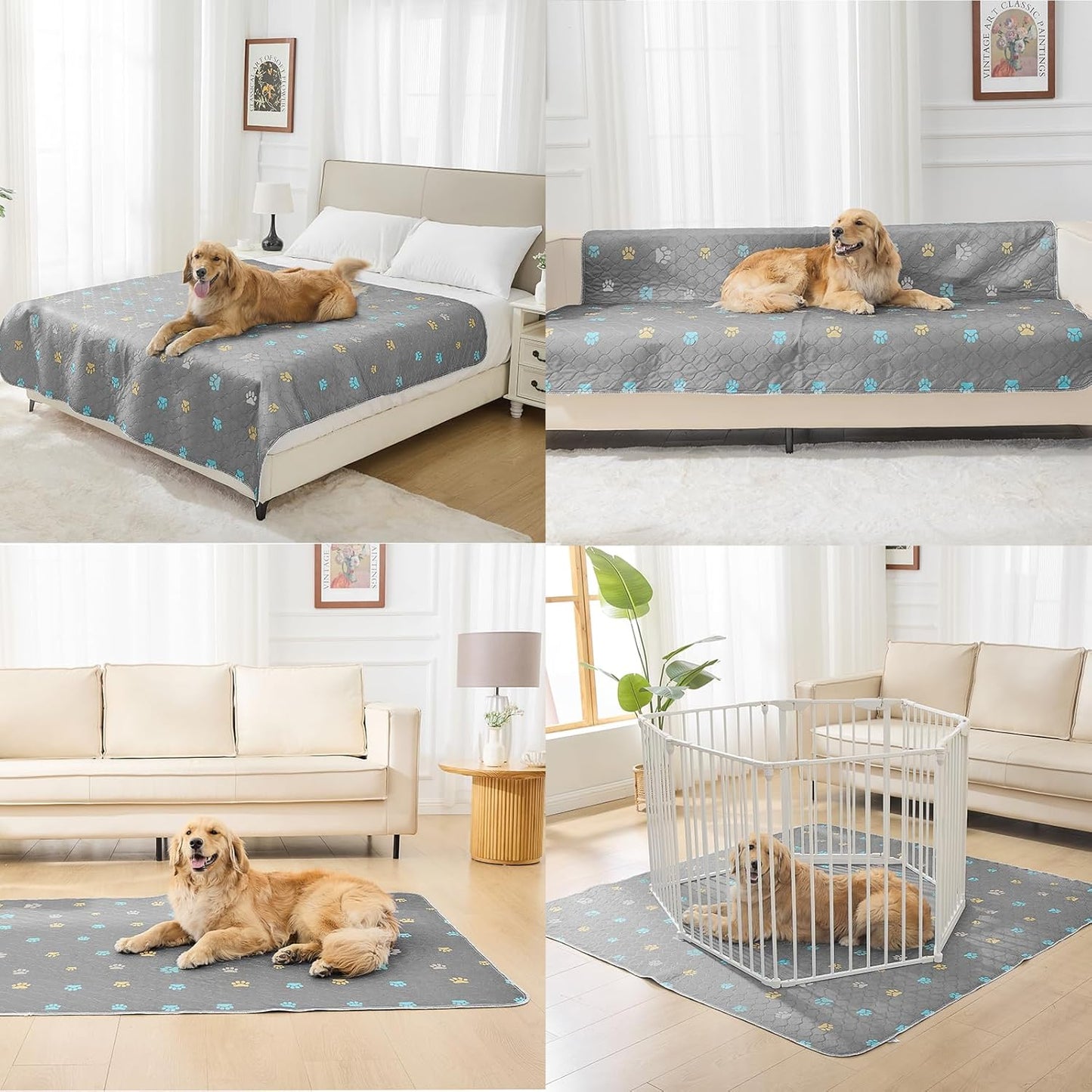 Aitmexcn Washable Puppy Dog Pee Pad, 2PCS 100% Waterproof Whelping Training Mat for Puppy/Senior Dog, Fast Drying Reusable Puppy Pads for Indoor, Outdoor and Car Travel- 36x36'' Llight Gray