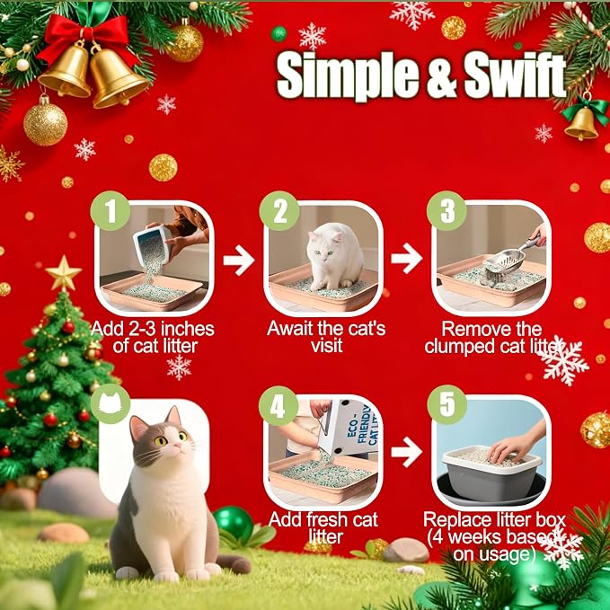 Disposable Litter Boxes for Cats Large: 8-Pack Leak-Proof Sustainable for Indoor/Travel Use Standalone or as Liner17.5'' x 13.5''