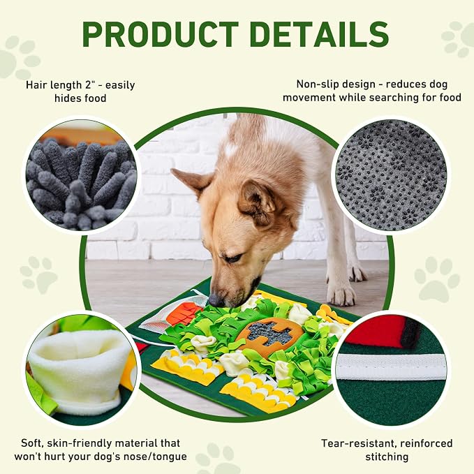 Snuffle Mat for Dogs Large Breed, 24''x32'' Interactive Dog Puzzle Mat for Boredom, Slow Feeder Dog Treat Mat for Training and Stress Relief, Mental Stimulation & Slow Feeding Game for All Breeds