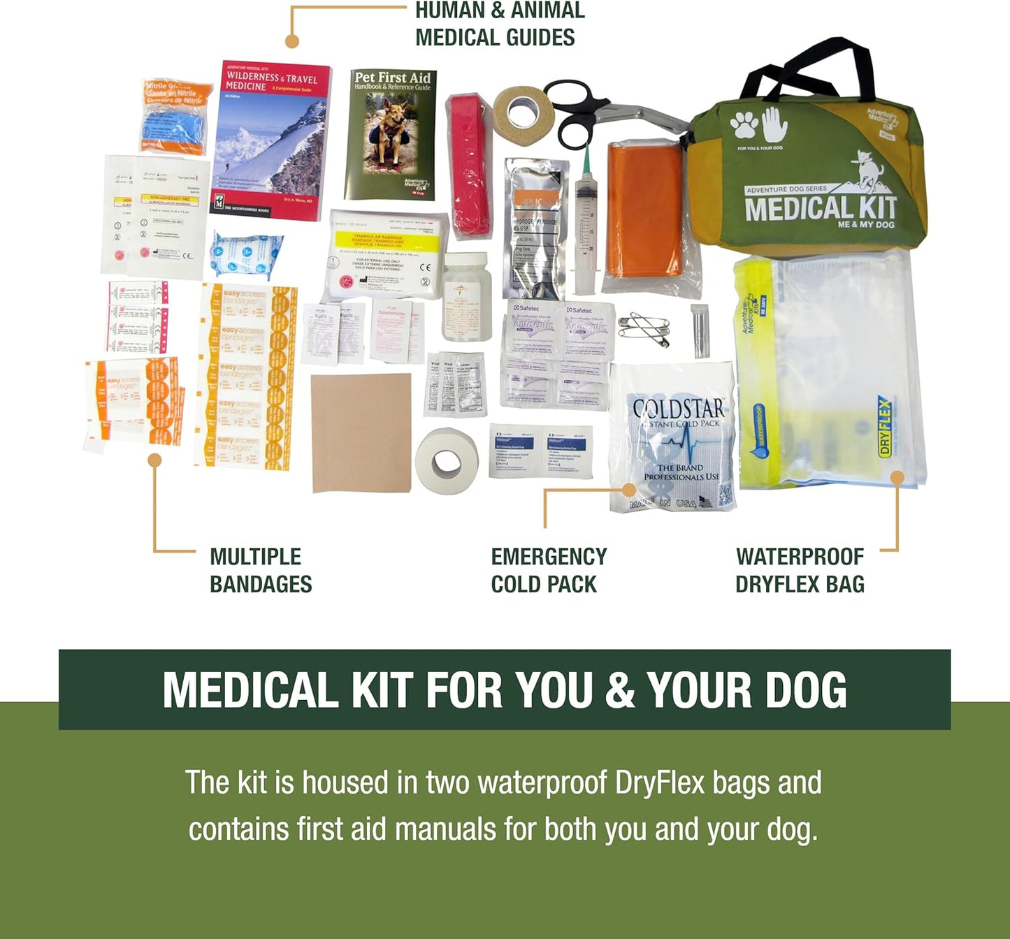 Adventure Medical Kits Me & My Dog Medical Kit - Human & Canine First Aid Essentials - Includes Cold Pack, SOL Emergency Blanket, Splinter Picker & More