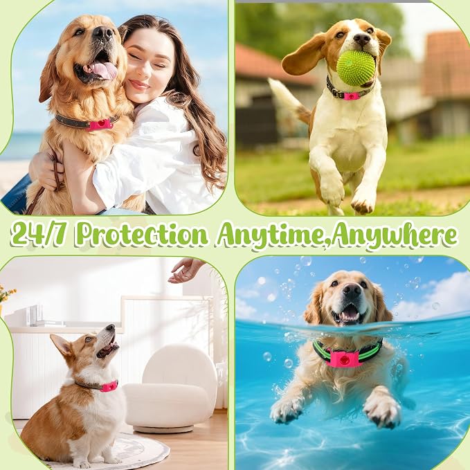 Natural Dog Tag for Flea & Tick Prevention – Waterproof Collar Pendant with 2 Extra Refills, Pink, Safe for All Breeds, Collar Not Included