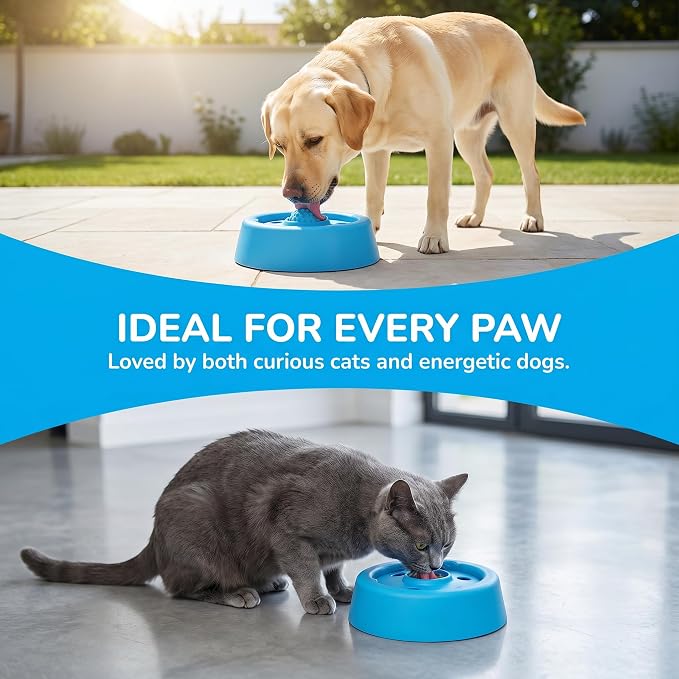 Lick and Roll Bowl,Slow Feeder Lick Bowls for Dogs, Dog Lick Bowl with Ball, Dog Licking Toy for Wet Food、 Water、 and Snacks, Suitable for Large to Small Dogs、 Cats、 Puppies、and Pets（Blue.