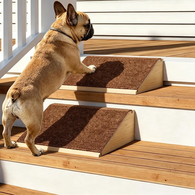 TIMHAKA Dog Ramp for Stairs, Non-Slip Dog Stairs, Low-Angled Pet Ramps for Small, Medium Dogs & Cats, Step and Stair Assist for Injured and Older Pets, 2 Pack
