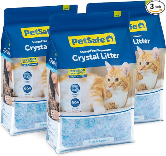 PetSafe ScoopFree Odor Control Crystal Cat Litter, Fresh Scent, 8 Lb Bag, Pack of 3