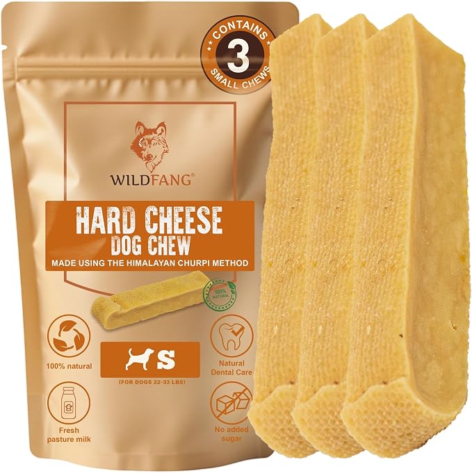 Wildfang® Yak Chews, Small for Dogs 22-33 lbs – Dog Dental Chew Stick, Hardness Like Himalayan Yak Cheese, Churpi-Style Cheese Sticks, Dog Treats & Puppy Training Treats, Approx 2 oz, Pack of 1