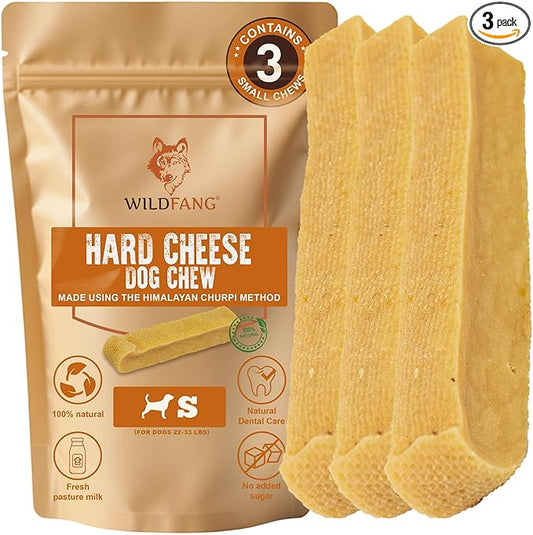 Wildfang® Yak Chews, Small for Dogs 22-33 lbs – Dog Dental Chew Stick, Hardness Like Himalayan Yak Cheese, Churpi-Style Cheese Sticks, Dog Treats & Puppy Training Treats, Approx 2 oz, Pack of 3