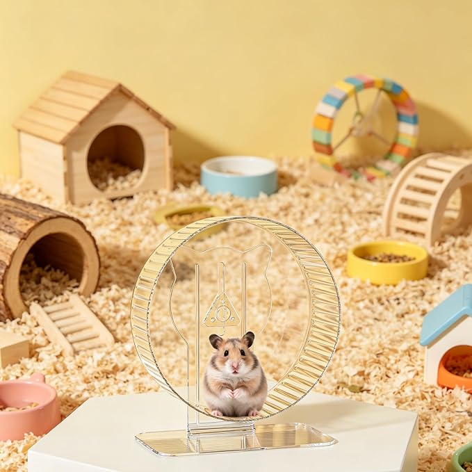 Silent Hamster Wheel 9.3", Quiet Spinner Running Wheel with Adjustable Stand & Non-Slip Track – Ideal Small Animal Cage Accessories for Hamsters Gerbils Dwarf Syrian Mice