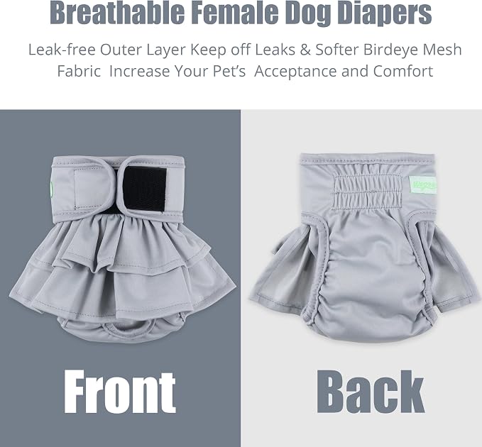 wegreeco Dog Diapers Female (3 Pack), Highly Absorbent Puppy Doggie Dog Diapers for Female Dogs Period, Washable Doggy in Heat, Small Medium Large Size (Small)
