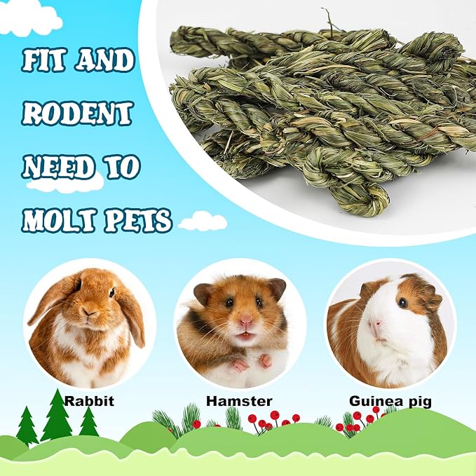 80pcs Rabbit Timothy Hay Toy for Bunny Small Animal Treats Natural Grass Stick Chew Toys Snacks Molar Teeth Grinding for Guinea Pigs Chinchillas Hamsters