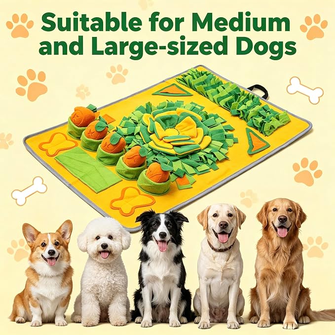 Snuffle Mat for Dogs, Slow Feeder Dog Puzzle Toy, Pet Enrichment Mat | Interactive snuffle mat encourages natural foraging, mental stimulation, slower eating, and enrichment for dogs.