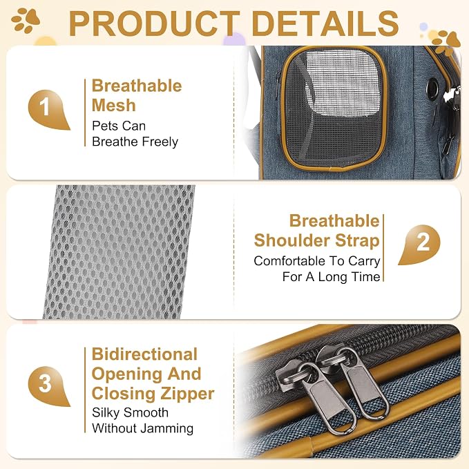 Pet Backpack Carrier, Portable and Ventilated, Oxford Cloth, Dog Cat Travel Bag with Transparent Cover 12.6", (Blue, 1 Pcs), Intended for Hiking/Camping/Traveling