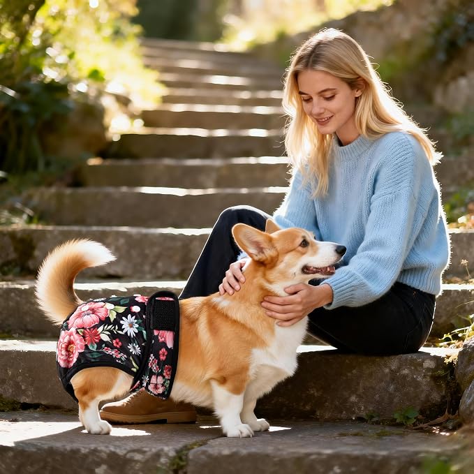 Washable Reusable Female Dog Diapers(5 Pack) Small Medium Large Doggie Puppy & Doggy Dog Diaper, Period Panties in Heat X-Large