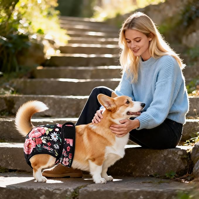Washable Reusable Female Dog Diapers(5 Pack) Small Medium Large Doggie Puppy & Doggy Dog Diaper, Period Panties in Heat XX-Large
