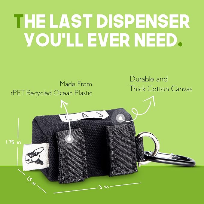 Certified Compostable Dog Poop Bag with Handles + Dispenser | 10% to Charity | Vegetable Based Dog Poop Bag | Eco Friendly and Earth Friendly dog waste bags | Leakproof And Zero Odor