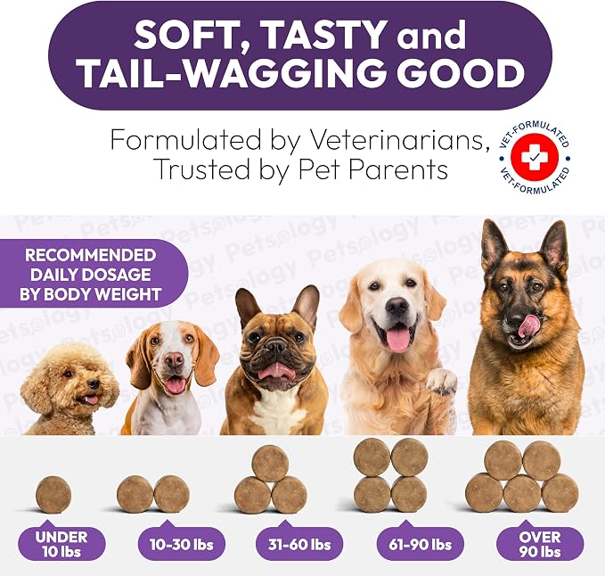 25-in-1 Dog Vitamins and Supplements - 250 Chews Dog Multivitamin Chewable with Glucosamine, Probiotics Omega 3 for Dogs Skin & Coat Hip & Joint Gut Brain Immune Support - Senior & Puppy Multivitamin