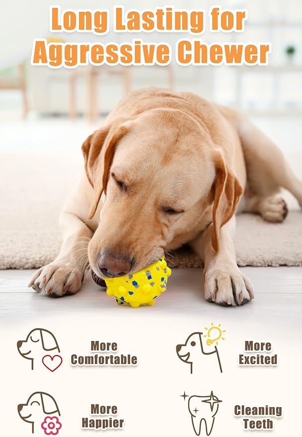Moonorange 2.36'' Dog Balls for Dogs Aggressive Chewers Indestructible Tennis Durable Bouncy Interactive Dog Toy Balls for Fetch Game Floating Training(Yellow Medium)