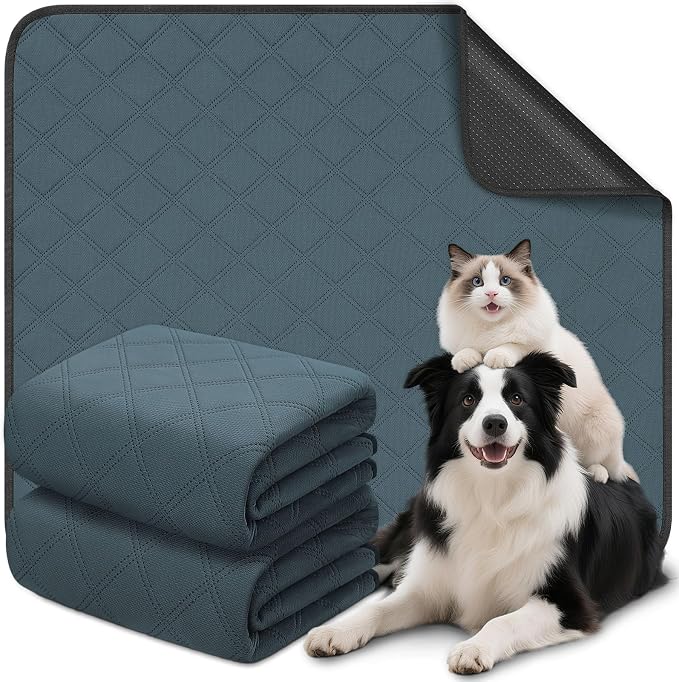 Siedihit Washable Reusable Pet Pee Pads, Absorbent Non-Slip Training Mat for Dog Cat Rabbit Puppy Kitten, Whelping Playpen Crate Bed Cage Home Indoor Outdoor (Large - 2pack, Rectangle)