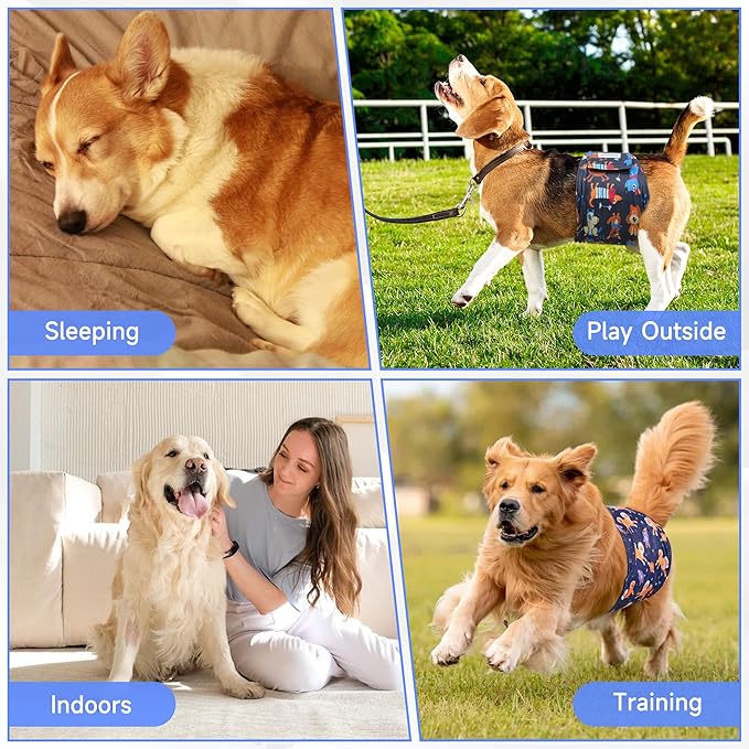 5 Pack Dog Diapers Male, High Absorbing Dog Wraps, Belly Bands for Male Dogs with Incontinence or Frequent Urination, Washable Doggie Diapers M