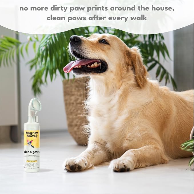 Mighty Mutt Waterless Dog Paw Cleaner + Organic Dog Paw Balm | No Rinse Foaming Cleaser with Brush | Fragrance Free | Moisturize & Sooth Dog Paw Pad