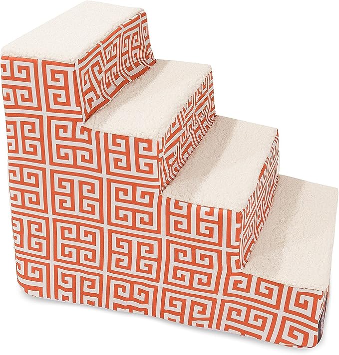 Majestic Pet Portable Pet Stairs | Soft Sherpa Steps Foam Feeling | Steps for Dogs & Cats | Dog & Cat Ramp | Perfect for Bed & Sofa | Indoor Only | Max Weight: up to 250 Lbs, 4 Step, Towers Orange