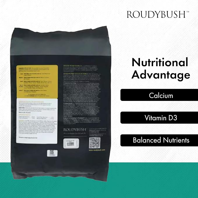 RoudyBush Breeder Food for Breeding & Weaning Birds, Pelleted Diet Made with Corn, Wheat & Soy, Daily Food for Small & Medium Parrots, Mini Pellet, 25 LB