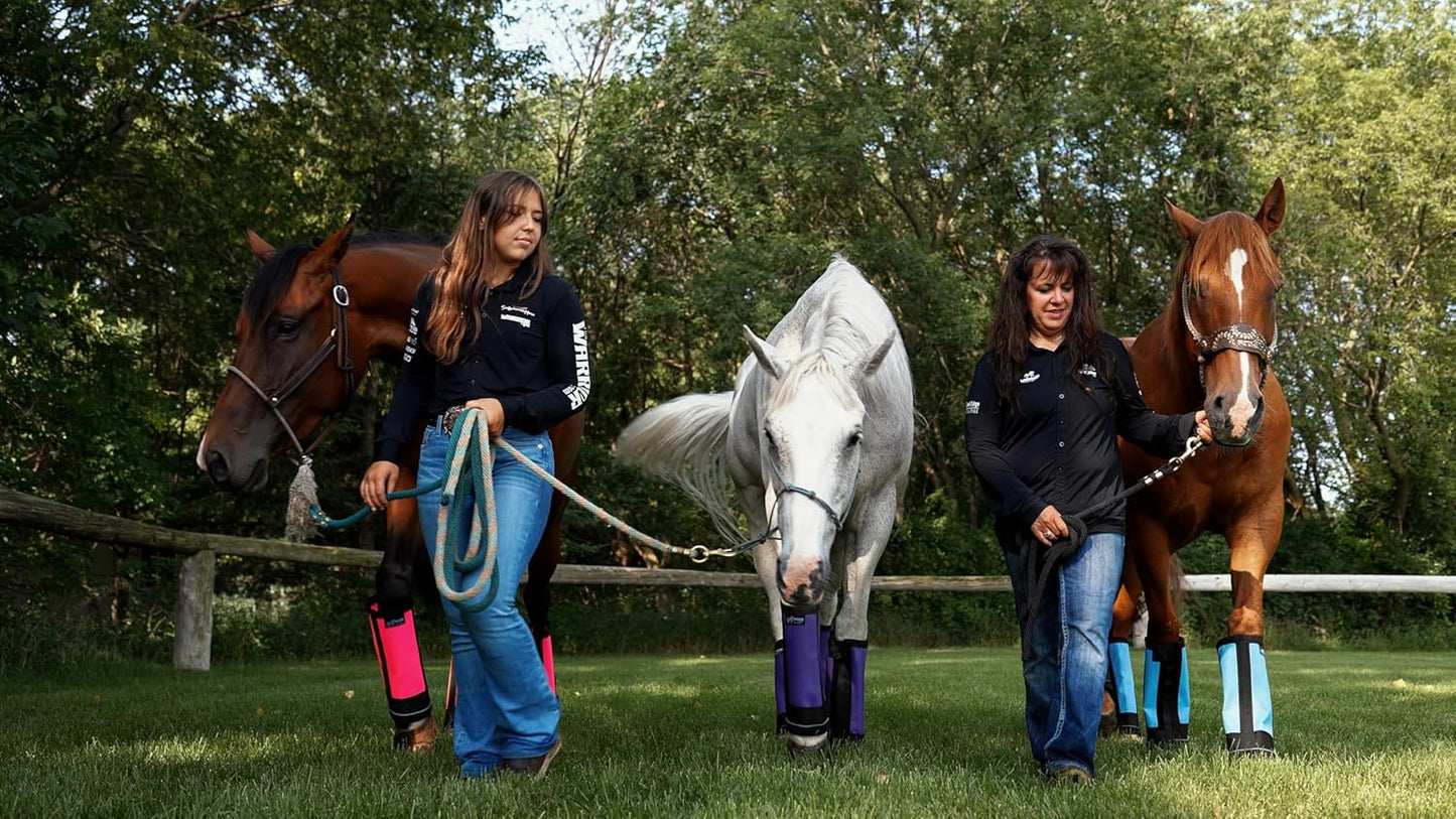 Warrior Fly Boots for Horses - Breathable Mesh Horse Boots for Fly Protection & Leg Comfort - Set of 4 (Knight Warrior, Gray)