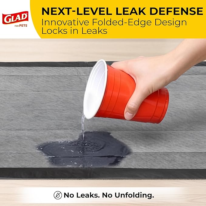 Glad for Pets Extra Large Charcoal Training Pads for Dogs and Puppies, Activated Carbon Odor Control, 6-Layer Absorbent Leak-Proof Pee Pads with Pheromone Attractant, 28 x 30 in, 30 Count