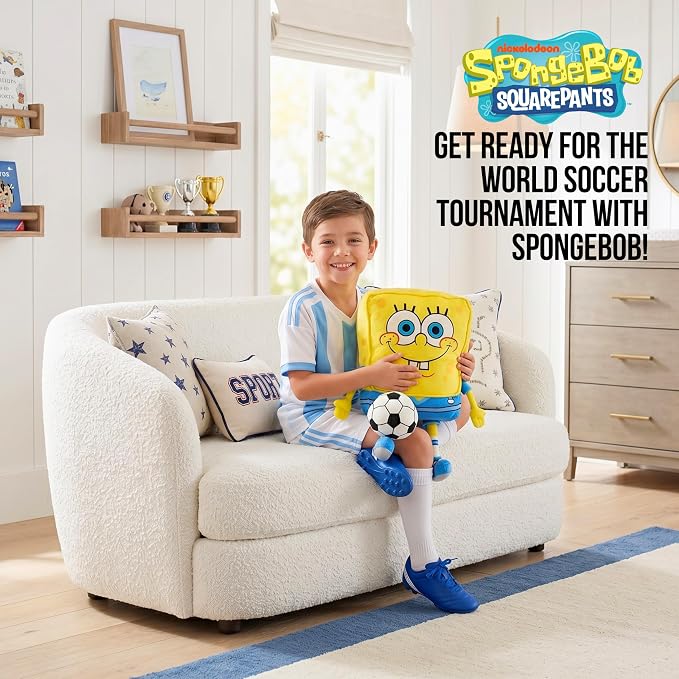 Spongebob Squarepants Kids Bedding Super Soft Cozy Cuddle Pillow Buddy with Soccer Ball, 2026 World Tournament, (Officially Licensed Product) By Franco