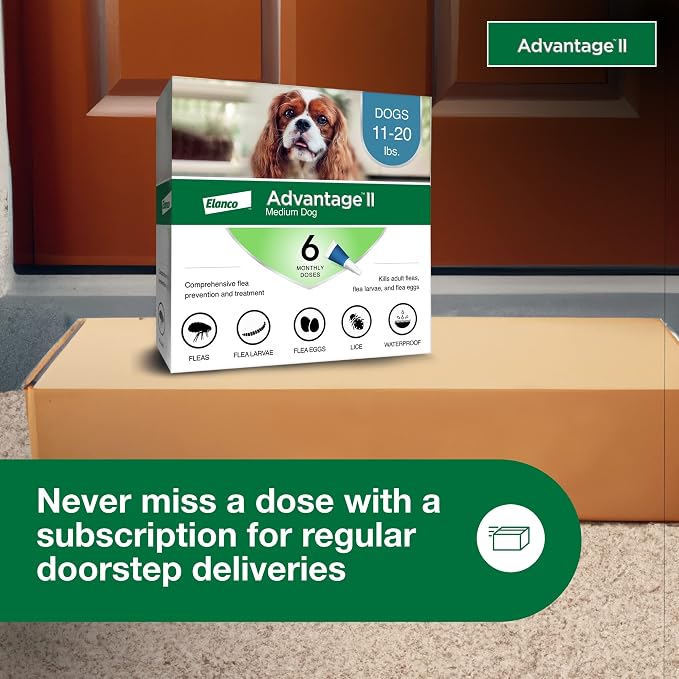 Advantage II Medium Dog Vet-Recommended Flea Treatment & Prevention | Dogs 11-20 lbs. | 6-Month Supply