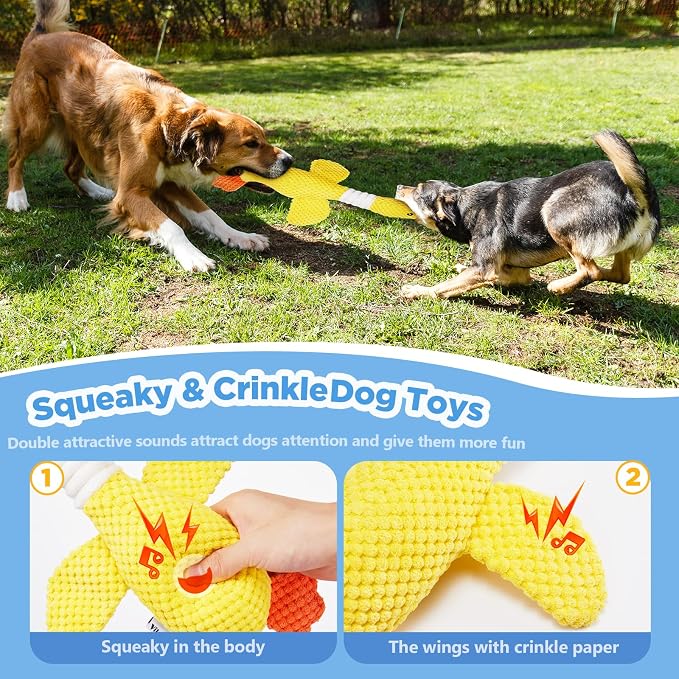 Vitscan Upgraded Goose Durable Dog Toys for Aggressive Chewers Small Medium Large Breed/Dog Chew Toy Crinkle Squeaky Plush Dog Puppy Chew Toys for Teething/Interactive Dog Toys
