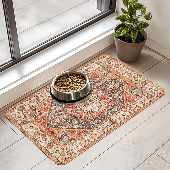 Dog Food Mat for Floors Waterproof Quick Dry Pet Placemat Cat Feeding Bowls Mats for Food and Water, Eco-Friendly Dog Accessories Diatomite Pets Supplies 16" X 24"