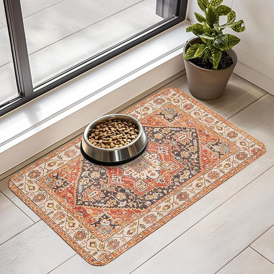 Dog Food Mat for Floors Waterproof Quick Dry Pet Placemat Cat Feeding Bowls Mats for Food and Water, Eco-Friendly Dog Accessories Diatomite Pets Supplies 17" X 30"