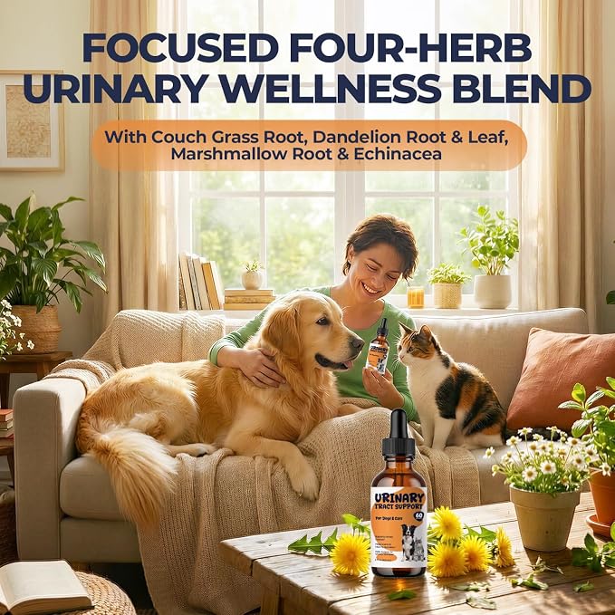 Cat Urinary Support Drops, Bladder & Urinary Tract Comfort Formula for Cats & Dogs, Helps Maintain Normal Urination, Litter Box Habits & Hydration, Herbal Liquid, 2 fl oz