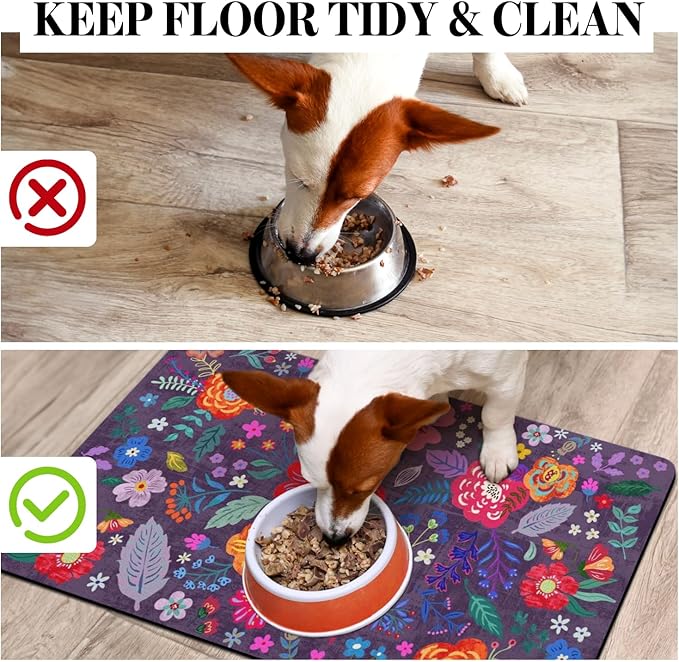 Dog Food Mats for Floors, Absorbent Dog Bowl Mat for Food and Water Dispenser, Quick Dry Cat Food Mat Pet Supplies
