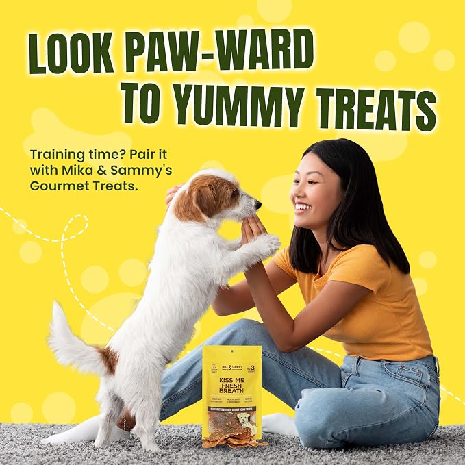 Mika & Sammy's Gourmet Chicken Jerky Dog Treats Made in the USA. (Kiss Me Fresh Breath 12 0z)