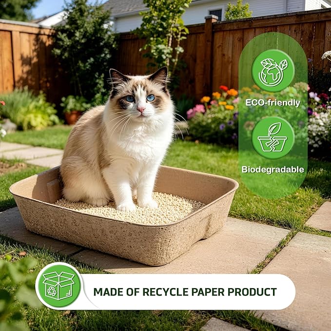 Disposable Litter Boxes for Cats 8-Pack Extra Thick & Sturdy Box Eco-Friendly Cat Travel Cardboard Portable Kitty Litterbox Jumbo Litter Pans for Kitten Leakproof Sustainable for Indoor Outdoor Use