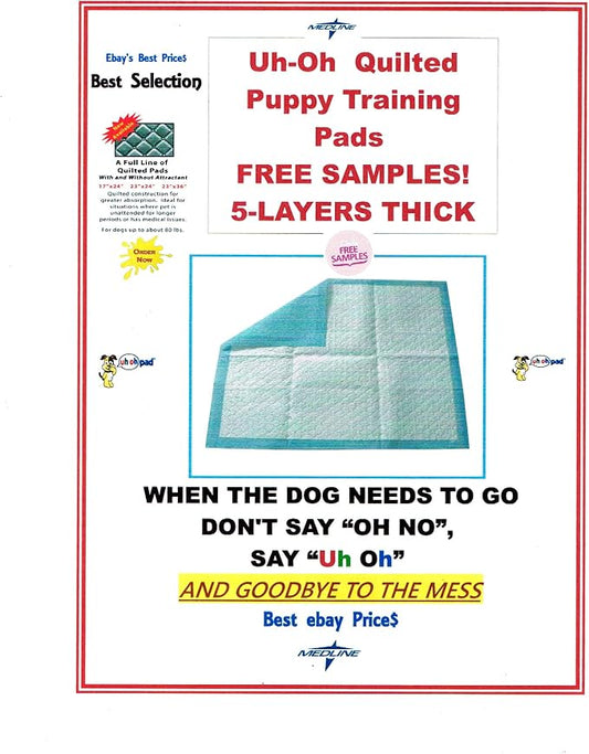 Quilted 17x24" 300ct. Highly Absorbent Puppy Training Pads For Dogs up to 30lbs