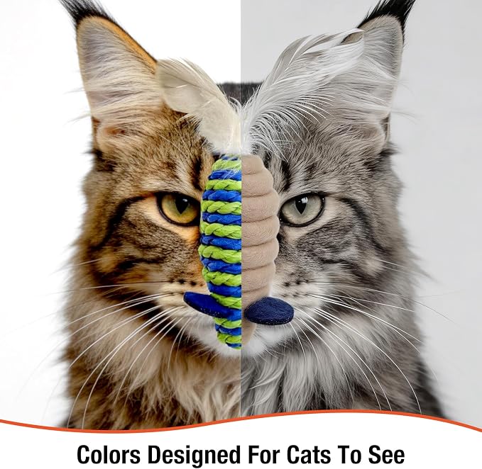 UTEE Cat Wand Toy for Indoor Cats, Interactive Teaser Set with Solid Wood Handle, 7 Replaceable Refills, Natural Paper Rope Crinkle Attachments for Kittens to Chase & Exercise