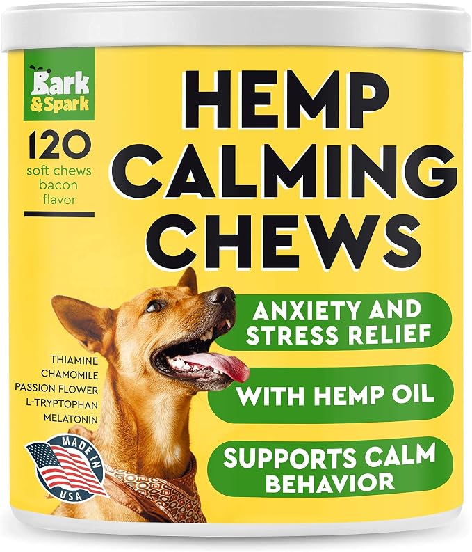 Dog Probiotics Chews + Calming Hemp Treats + All-Natural Grass Treatment - Gas, Diarrhea, Allergy, Constipation, Upset Stomach Relief + Anxiety Relief - Separation Aid + Grass Saver Pee Lawn Repair