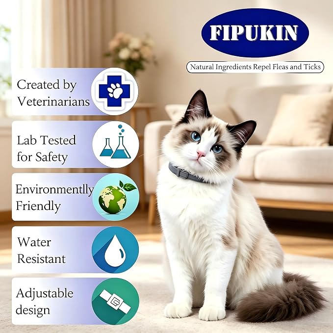 Flea and Tick Collar for Cats, 4‑Pack | Value Pack at $8.50 per Collar, 8‑Month Waterproof Protection | Includes Comb & Tick Removal Tool, Ideal for Multi‑Cat Homes