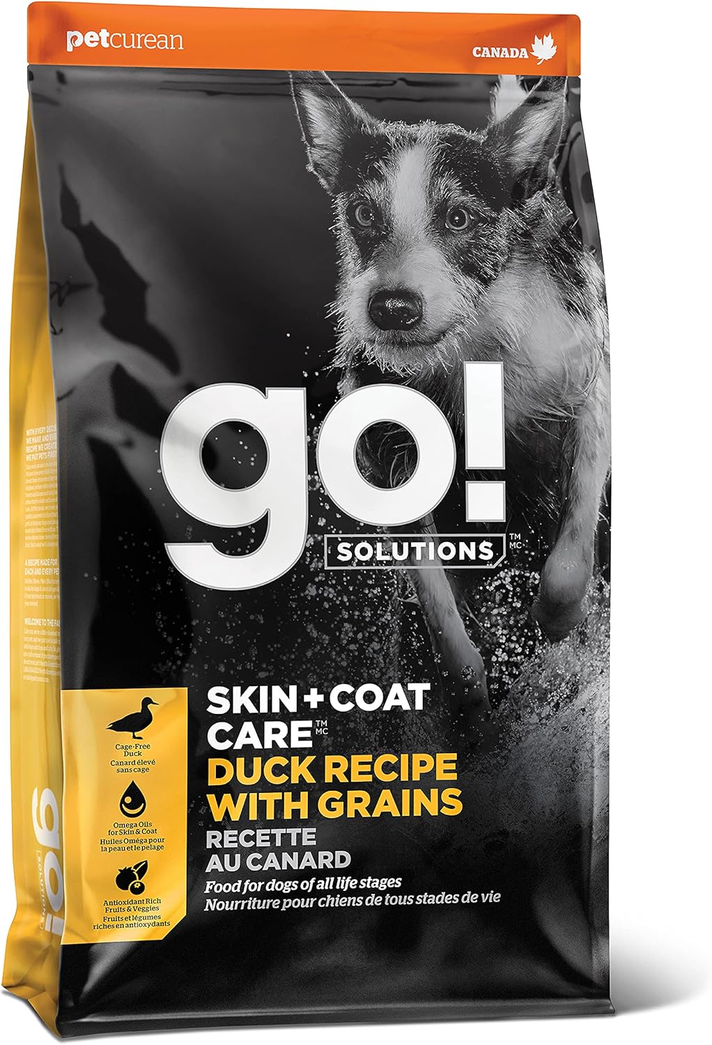 Go! Solutions Skin + Coat Care, Dry Dog Food, Duck Recipe with Grains, 22 lb Bag