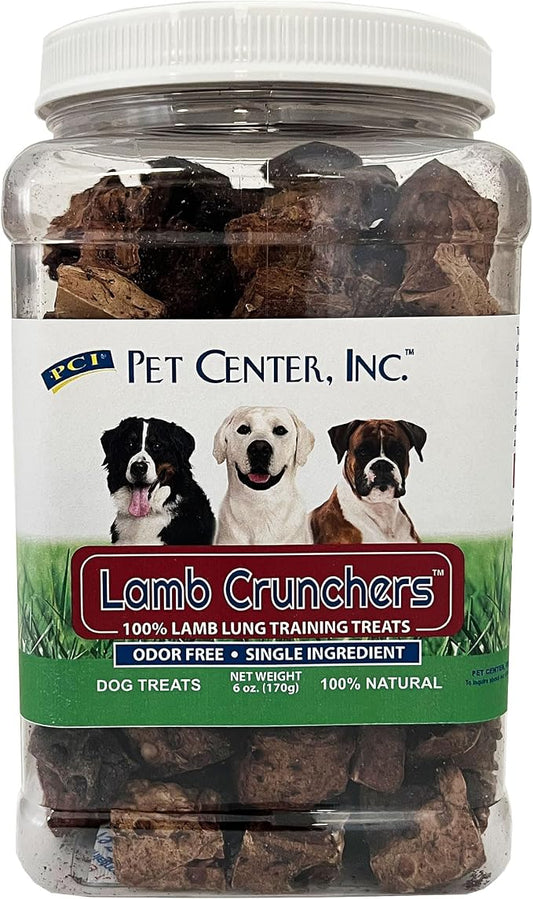 PCI Pet Center, Inc Lamb Crunchers - Lamb Lung Dog Training Treats - Premium Quality, 100% Natural, Single Ingredient - Dog & Puppy Treats - 6 oz Container