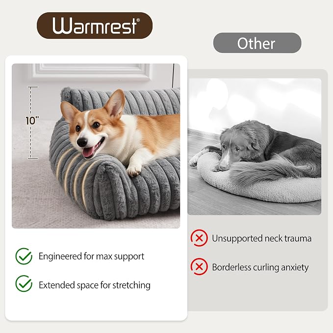 Cute Dog Couch Bed with Removable Washable Cover for Small Dogs | Light Gray, 36", Cozy, Soft, Faux Rabbit Fur, Fuzzy, Indoor, Supportive, Machine Washable, Fully Disassembled