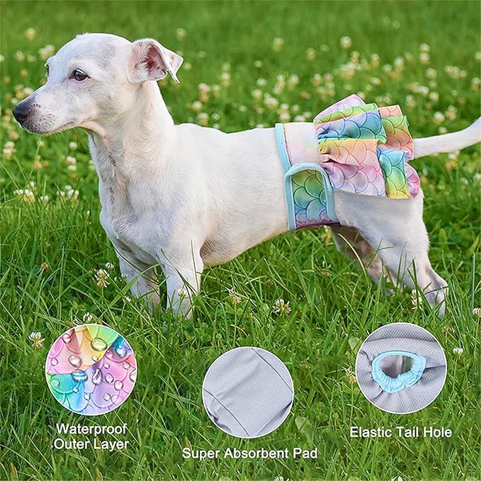 Washable Female Dog Diapers(7 Pack), Premium Comfort Reusable Doggy Diapers, for Female Dog in Period Heat (Style A, M)