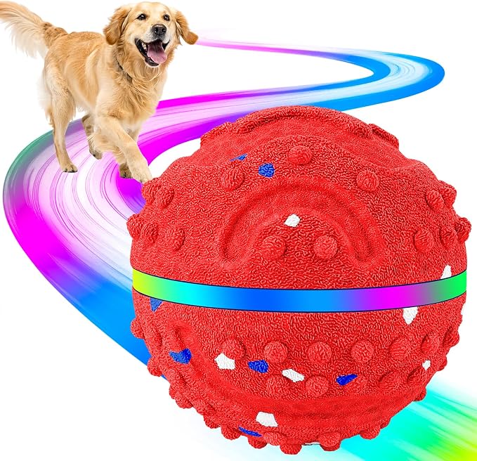 Interactive Dog Toys, Waterproof Smart Dog Ball, Rechargeable Moving Bouncing Dogs Ball with RGB Lights, 3 in 1 Play Modes Keeps Dogs Busy, E-TPU Material for Small Medium Dogs